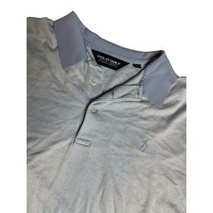 Polo Golf Ralph Lauren Prima Cotton Mens Large Blue Short Sleeve Pullover Shirt‎